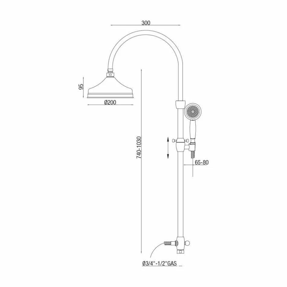 Colonna Doccia Telescopica in Ottone Design Classico Made in Italy - Nesto Viadurini