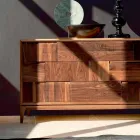 Comò 3 cassetti design moderno in massello di noce, Nino Viadurini