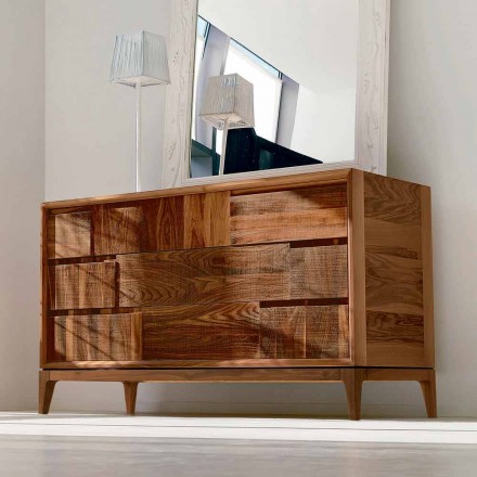Comò 3 cassetti design moderno in massello di noce, Nino Viadurini