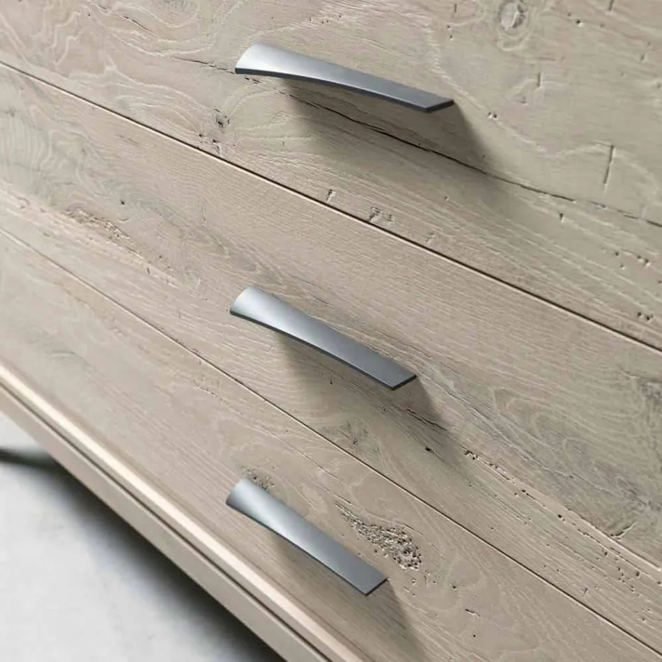 Comò 3 cassetti noce design moderno, L 131 x P 55 x H 80 cm, Sandro Viadurini
