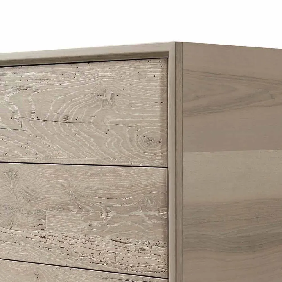 Comò 3 cassetti noce design moderno, L 131 x P 55 x H 80 cm, Sandro Viadurini