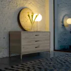 Comò 3 cassetti noce design moderno, L 131 x P 55 x H 80 cm, Sandro Viadurini