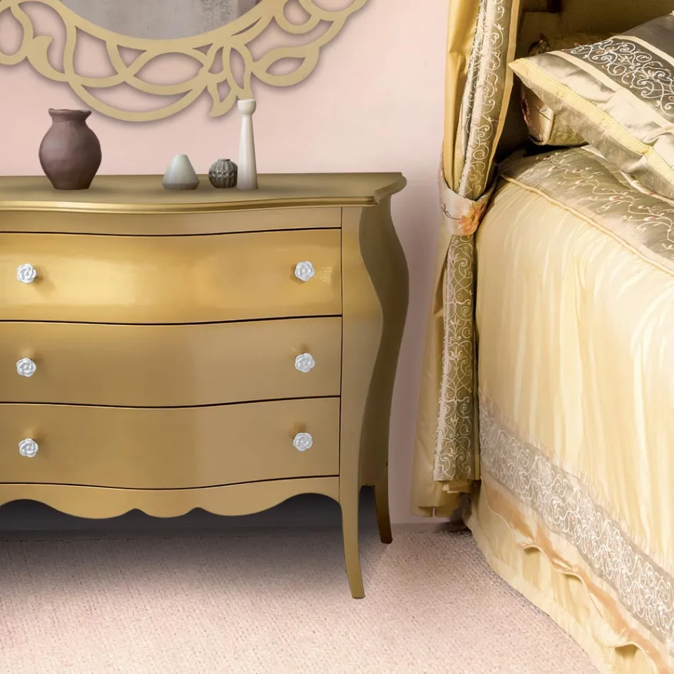 Comò Bombato con 3 Cassetti in Diverse Finiture Made in Italy - Gamad Viadurini