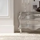 Comò in Legno Massello Finitura Foglia Argento Made in Italy - Bruges Viadurini