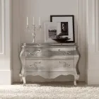 Comò in Legno Massello Finitura Foglia Argento Made in Italy - Bruges Viadurini