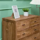 Comò in Teak Massello con 5 Cassetti - Tang Viadurini