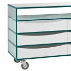 Comò in Vetro Extrachiaro e Sei Cassetti in Legno Bianco Made in Italy – Ganzo Viadurini