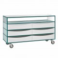 Comò in Vetro Extrachiaro con Sei Cassetti in Legno Bianco Made in Italy – Ganzo