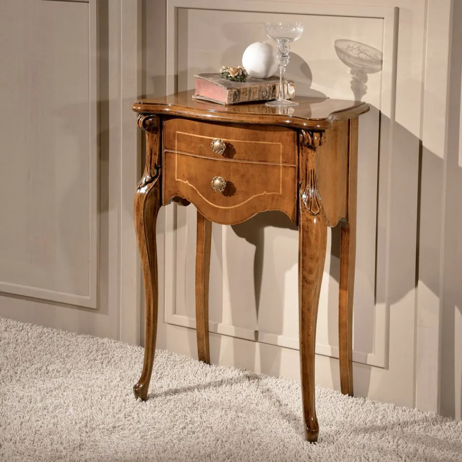 Comodino 2 Cassetti Classico in Legno Noce Bassano Made in Italy - Commodo Viadurini