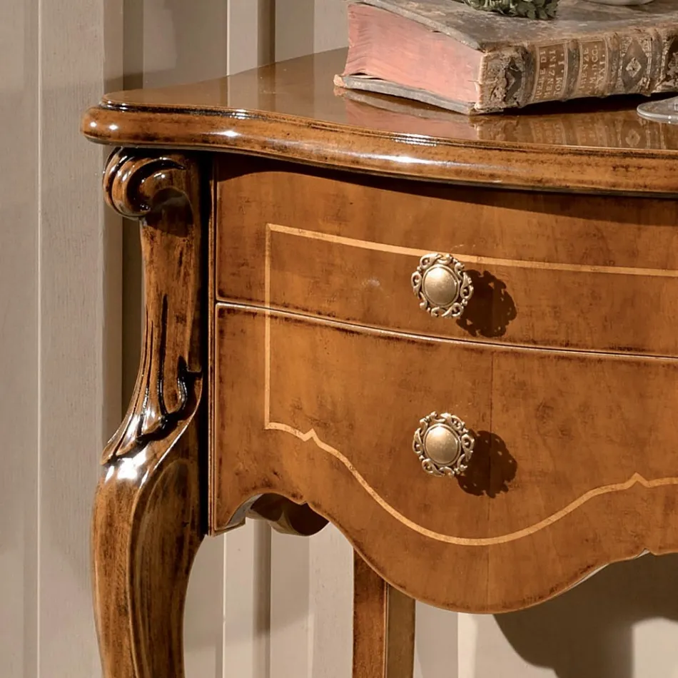 Comodino 2 Cassetti Classico in Legno Noce Bassano Made in Italy - Commodo Viadurini