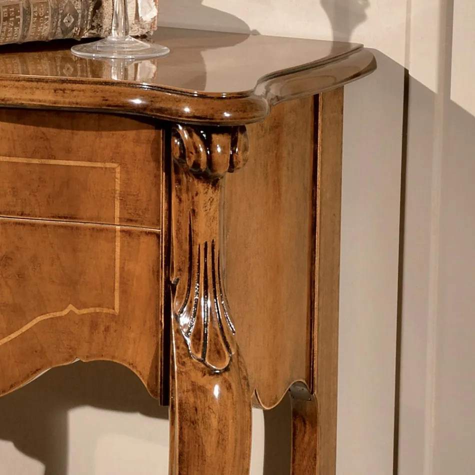 Comodino 2 Cassetti Classico in Legno Noce Bassano Made in Italy - Commodo Viadurini