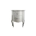 Comodino Bianco Perla a Rilievo con Maniglie Cromate Made in Italy - Berlino