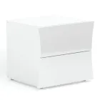 Comodino Camera da Letto 2 Cassetti Legno Bianco Design ad Arco - Sabine Viadurini