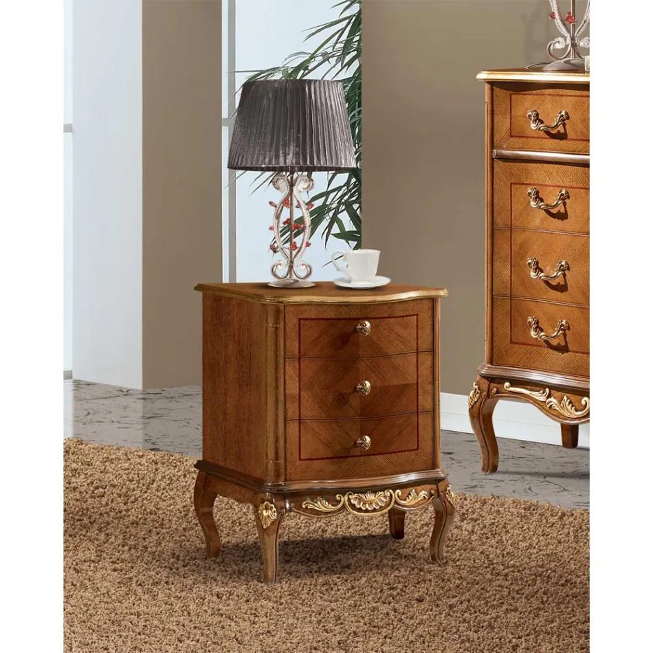 Comodino Camera da Letto in Legno con 3 Cassetti Made in Italy - Chantilly Viadurini