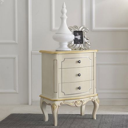 Comodino Camera da Letto in Legno con 3 Cassetti Made in Italy - Chantilly Viadurini
