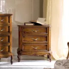 Comodino Camera da Letto in Legno Noce 3 Cassetti Made in Italy - Richard Viadurini
