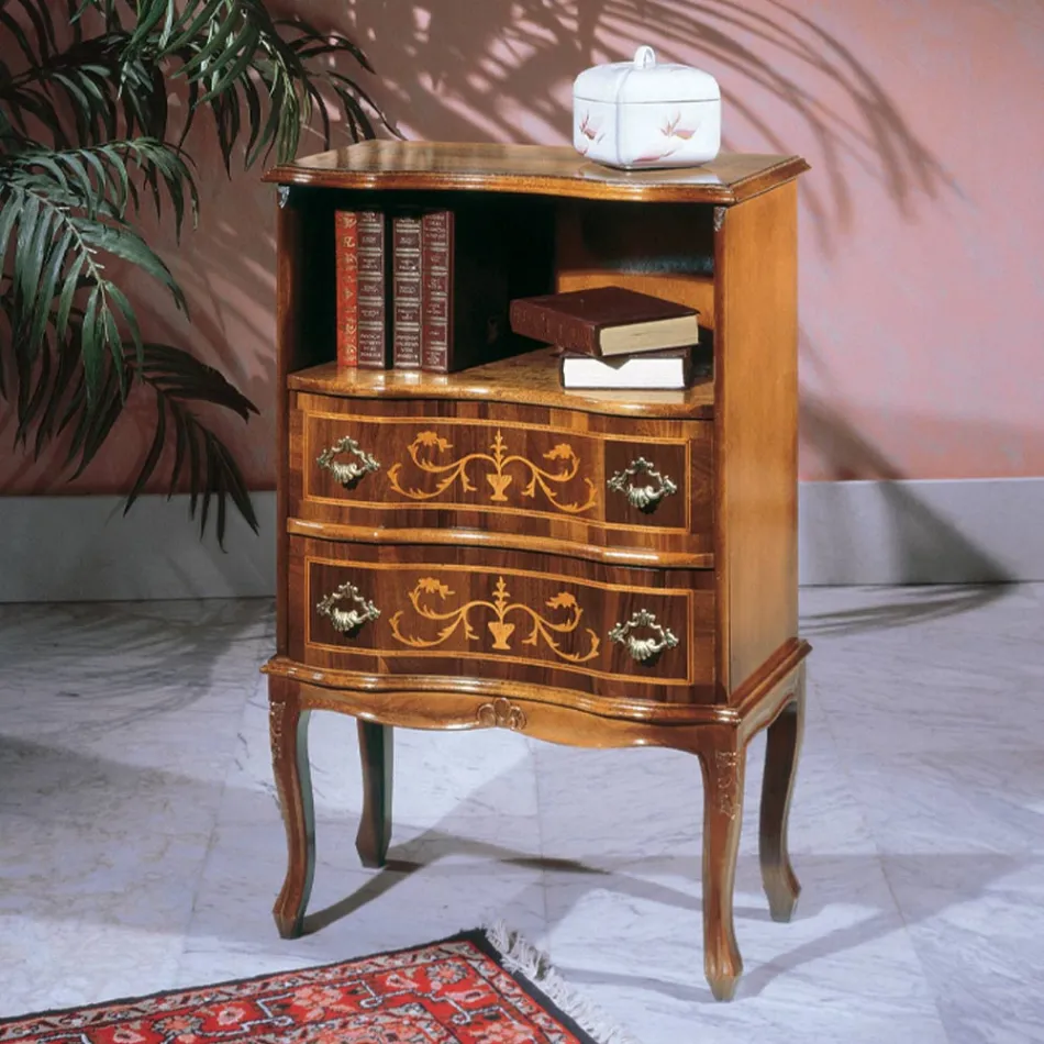 Comodino Classico in Legno di Noce con Cassetti Made in Italy - Elegant Viadurini