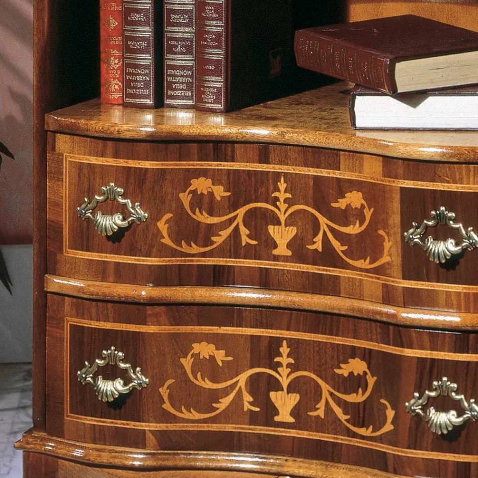 Comodino Classico in Legno di Noce con Cassetti Made in Italy - Elegant Viadurini