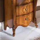 Comodino Classico in Legno Intarsiato 4 Cassetti Made in Italy - Ottaviano Viadurini