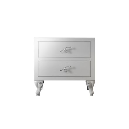 Comodino con 2 Cassetti in Finitura Bianco Perla Made in Italy - Bacau Viadurini