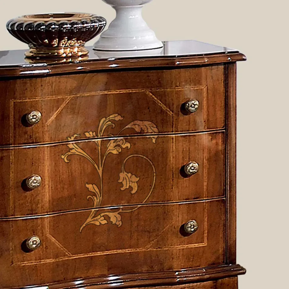 Comodino con 3 Cassetti in Legno di Noce Bassano Made in Italy - Luxury Viadurini
