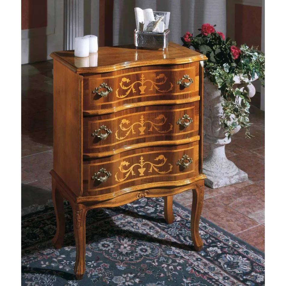 Comodino con Cassetti in Legno di Noce o Bianco Made in Italy - Elegant Viadurini