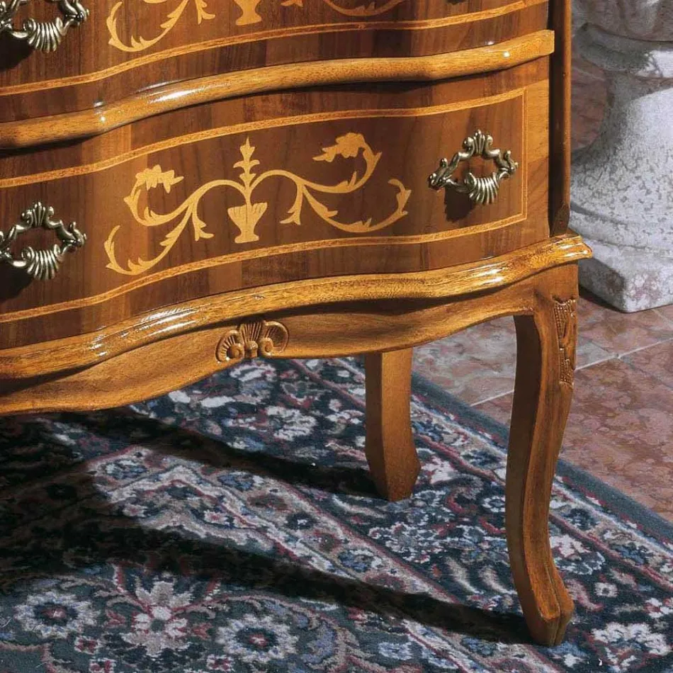 Comodino con Cassetti in Legno di Noce o Bianco Made in Italy - Elegant Viadurini