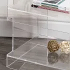 Comodino Design Cristallo Acrilico Trasparente Moderno con Ripiano - Icaria Viadurini