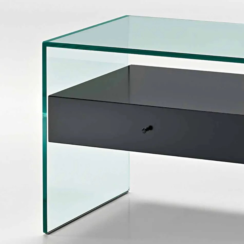 Comodino di Design Moderno in Vetro Extrachiaro Made in Italy– Segreto Viadurini
