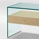 Comodino di Design Moderno in Vetro Extrachiaro Made in Italy– Segreto Viadurini