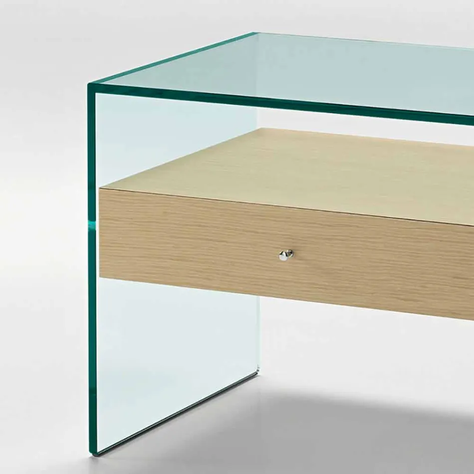 Comodino di Design Moderno in Vetro Extrachiaro Made in Italy– Segreto Viadurini