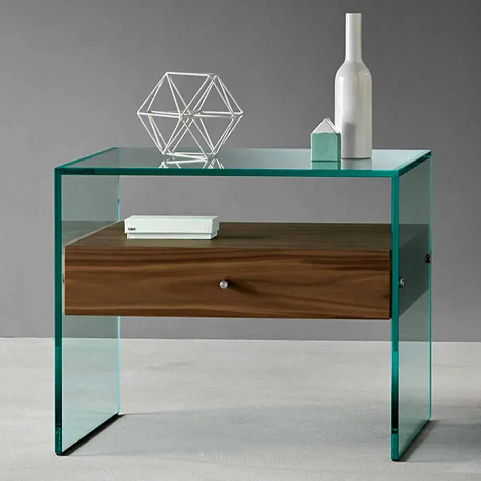 Comodino di Design Moderno in Vetro Extrachiaro Made in Italy– Segreto Viadurini