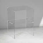 Comodino in Cristallo Acrilico Trasparente con Ripiano Design - Minervo Viadurini
