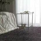 Comodino in Ferro Pieno Finitura Foglia Argento Meccata Made in Italy - Venezia Viadurini