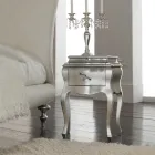 Comodino in Legno Massello Finitura Foglia Argento Made in Italy - Bruges Viadurini