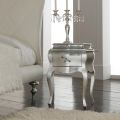 Comodino in Legno Massello Finitura Foglia Argento Made in Italy - Bruges