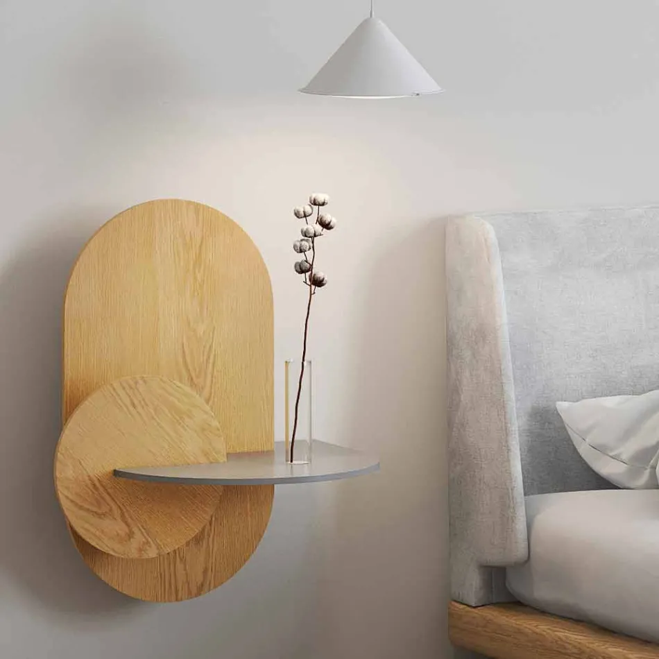 Comodino in Multistrato Composto da 3 Pannelli Modulari Design Moderno - Zita Viadurini
