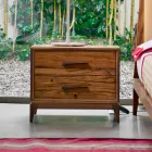 Comodino moderno 2 cassetti in rovere antico, L 60 x P 42 cm, Margo Viadurini