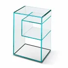 Comodino Tavolino in Vetro Extrachiaro 2 Dimensioni Made in Italy - Linzy Viadurini