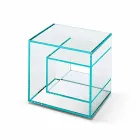 Comodino Tavolino in Vetro Extrachiaro 2 Dimensioni Made in Italy - Linzy Viadurini