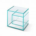 Comodino Tavolino in Vetro Extrachiaro 2 Dimensioni Made in Italy - Linzy