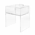 Comodino trasparente con luce LED illuminabile al tocco Adelia Viadurini