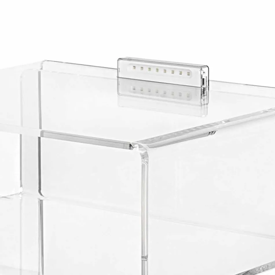 Comodino trasparente con luce LED illuminabile al tocco Adelia Viadurini