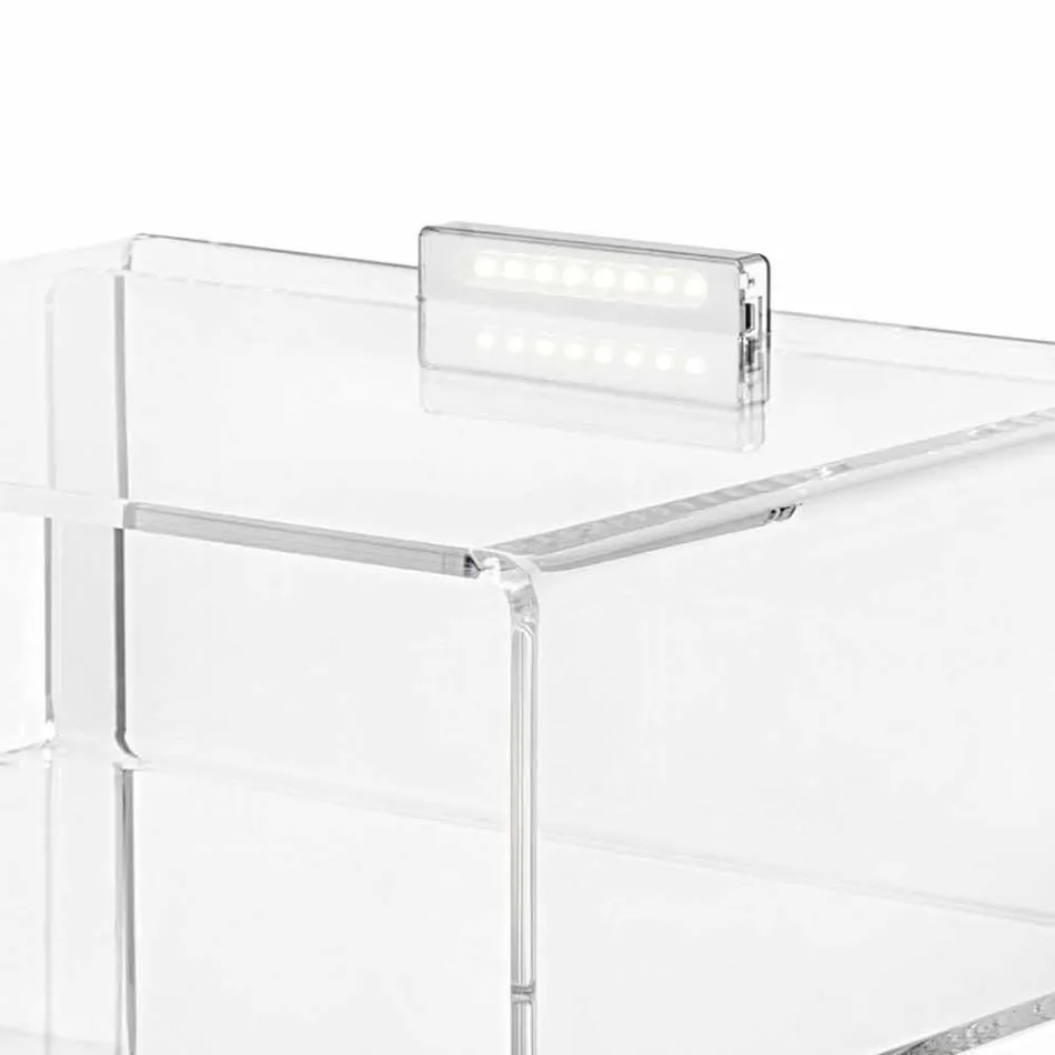 Comodino trasparente con luce LED illuminabile al tocco Adelia Viadurini