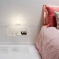 Comodino trasparente con luce LED illuminabile al tocco Adelia