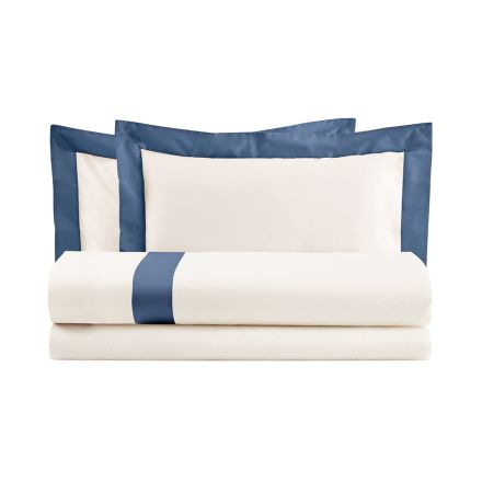 Completo Copripiumino King Size in 100% Cotone e 10% Raso di Cotone - Dettaglio Viadurini