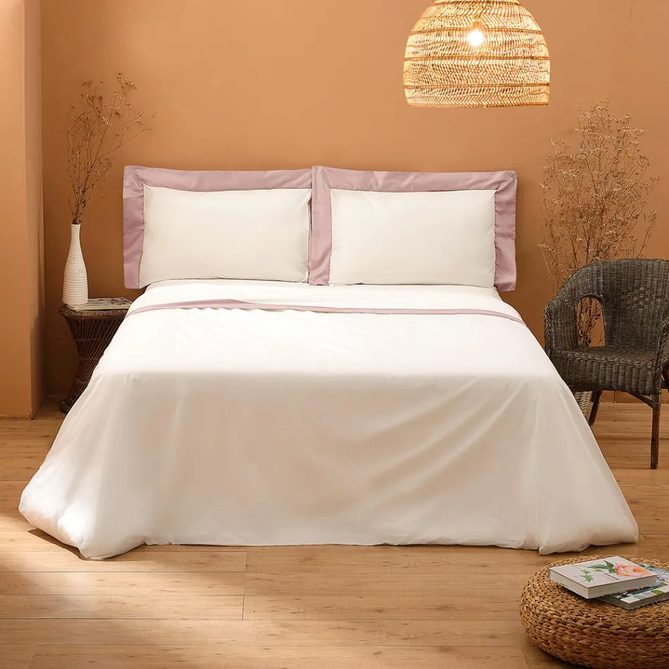 Completo Letto King Size in 100% Cotone e 10% Raso di Cotone - Dettaglio Viadurini