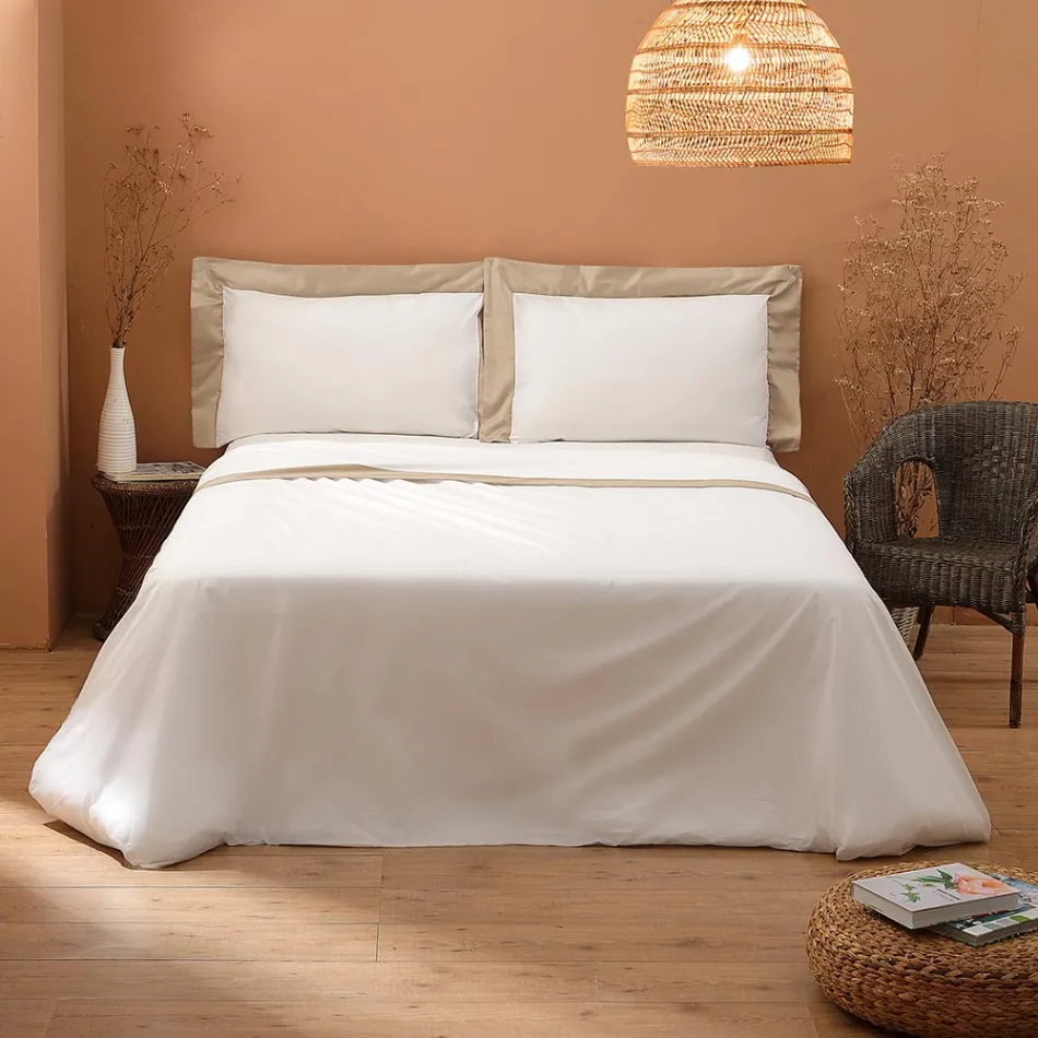 Completo Letto King Size in 100% Cotone e 10% Raso di Cotone - Dettaglio Viadurini