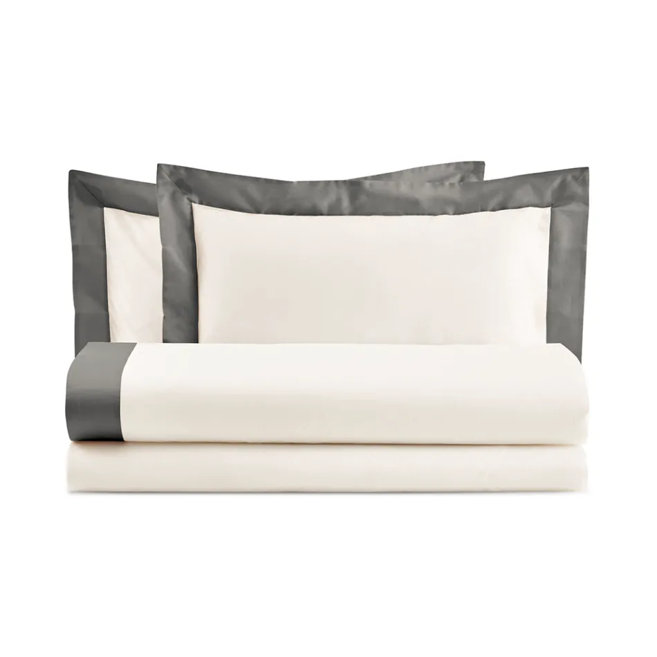 Completo Letto King Size in 100% Cotone e 10% Raso di Cotone - Dettaglio Viadurini