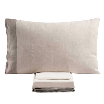 Completo Letto Matrimoniale in 90% Cotone e 10% Lino Made in Italy - Nestle Viadurini
